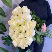 Белые розы Эквадор от 5 шт(60см)