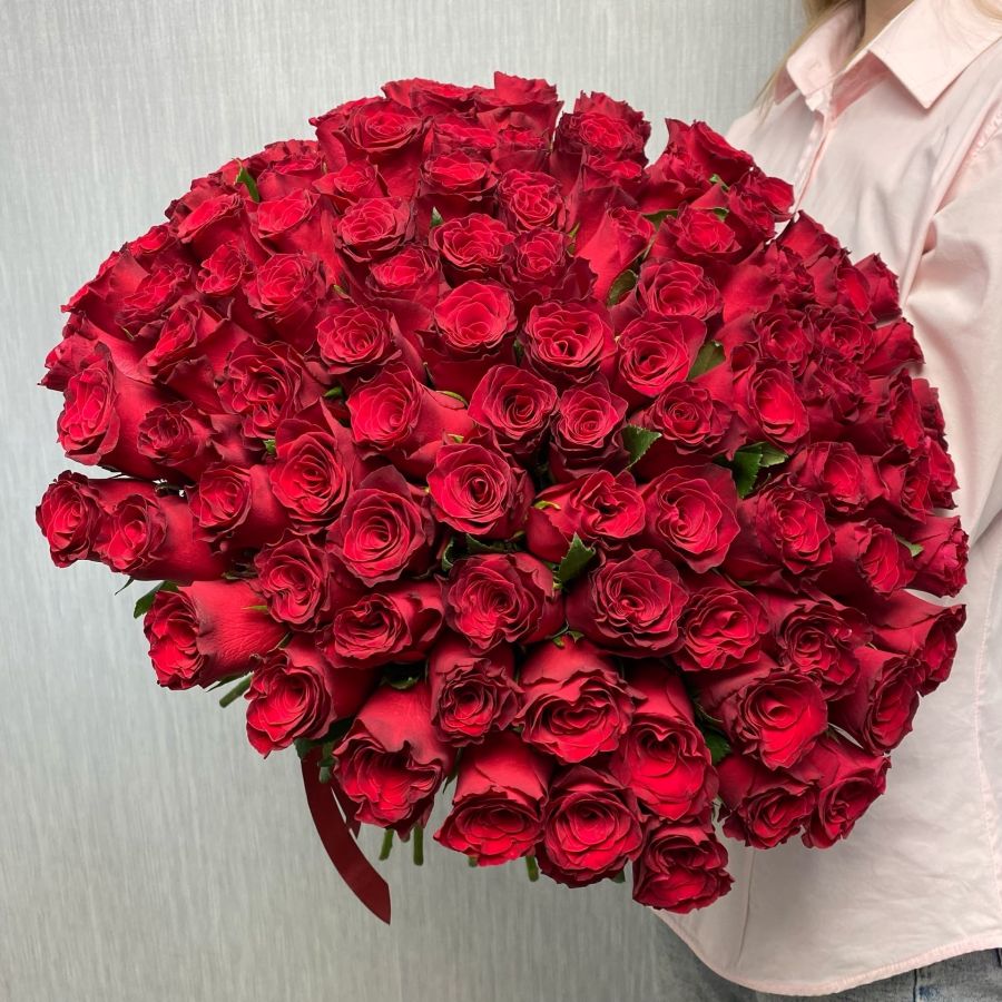 101 красная роза 40 см.