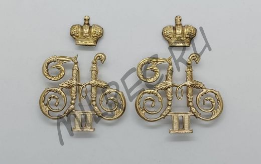 Комплект вензелей Николая II с коронами, на погоны   (реплика)