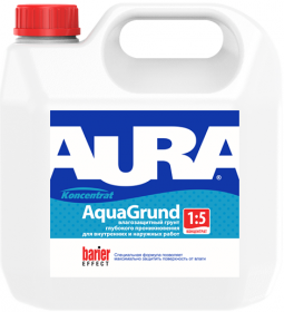 Грунт Глубокого Проникновения Aura Aqua Grund Koncentrat 1л Концентрат (1:5) Влагозащитный, Универсальный / Аура