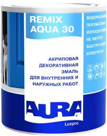 Эмаль Акриловая Aura Luxpro Remix Aqua 30 2.4л Полуматовая, Водоразбавимая для Внутренних и Наружных Работ / Аура