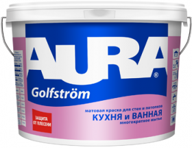 Краска для Ванной и Кухни Aura Interior Golfstrom 2.7л Особопрочная, Белая, Матовая / Аура