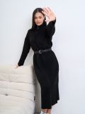 Платье-свитер вязаное длинное оверсайз черное оптом