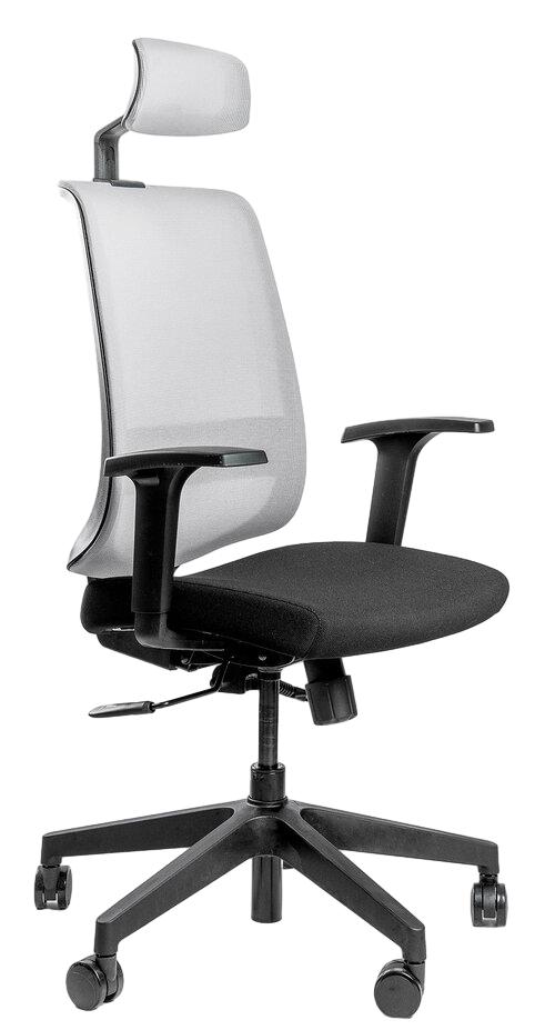 Офисное эргономичное кресло Neo (спинка серая, сидение чёрное)