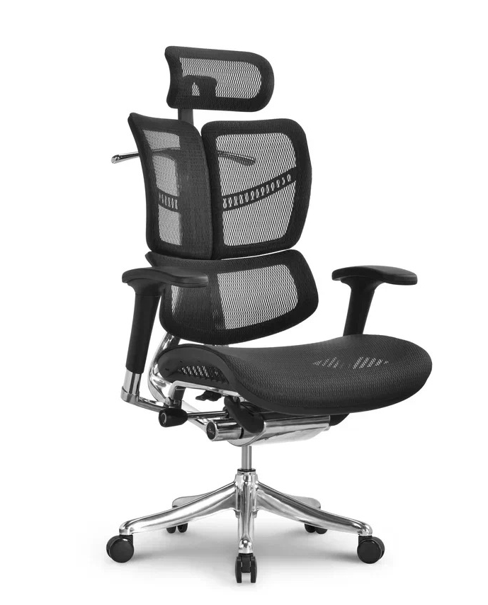 Эргономичное сетчатое кресло Fly  (сетка черная / каркас черный)