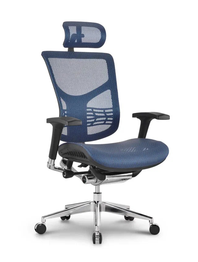 Эргономичное сетчатое кресло Star (сетка синяя/ каркас чёрный)