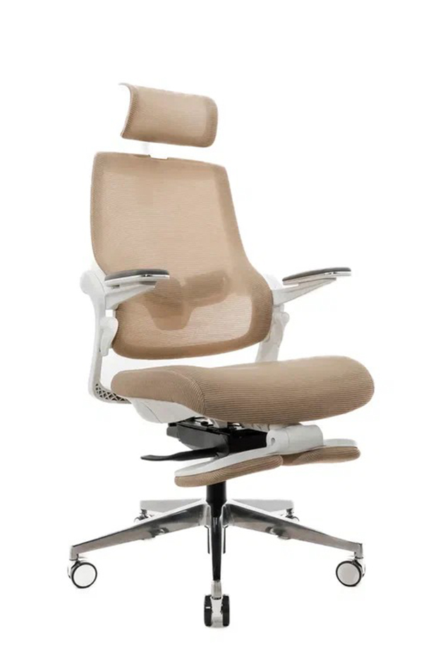 Эргономичное ортопедическое кресло Miwa (Каркас белый / ткань бежевая)