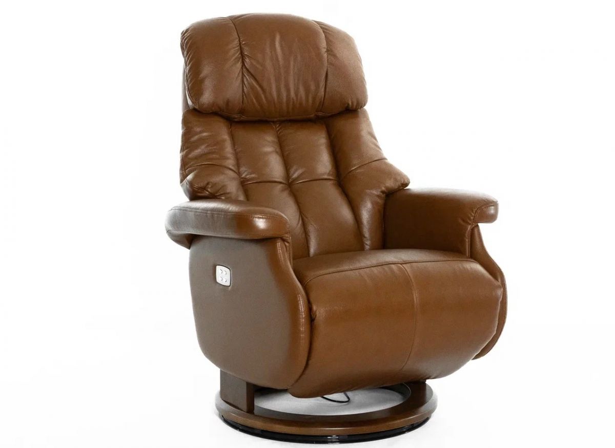 Кресло-электрореклайнер кожаное Relax Lux Electro (034 COGNAC / 029WALNUT)