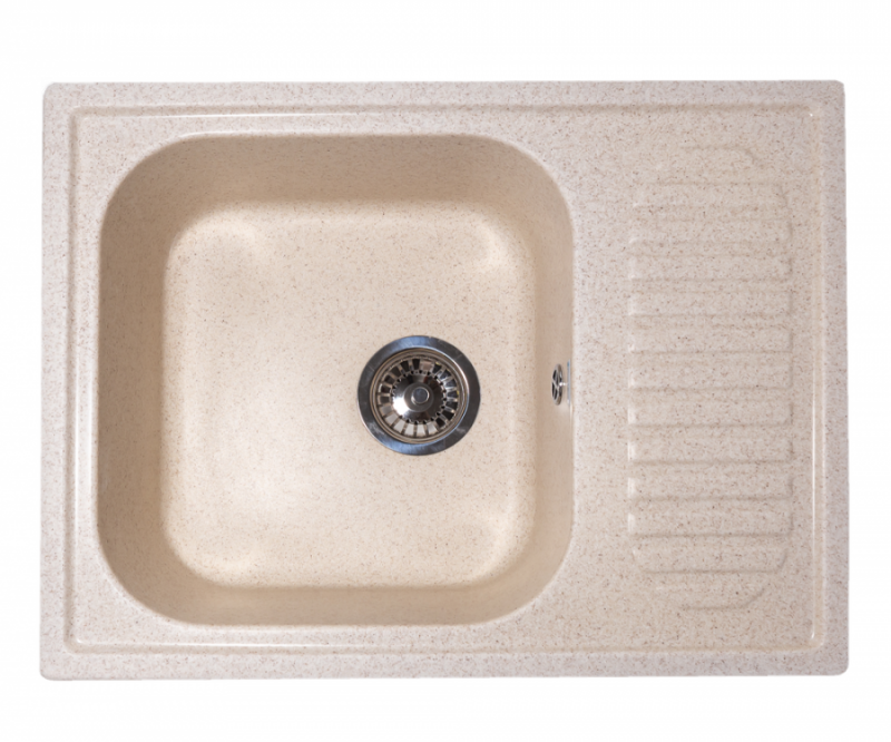 Кухонная мойка мраморная GranAlliance G-23 бежевая матовая прямоугольная
