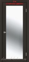 Межкомнатная дверь ТУРИН 501.2 ЭКО-шпон Венге, стекло - Зеркало / Щит
