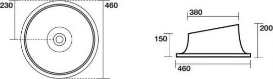 Асимметричная раковина 46 см Kerasan Ciotola 430501 схема 3