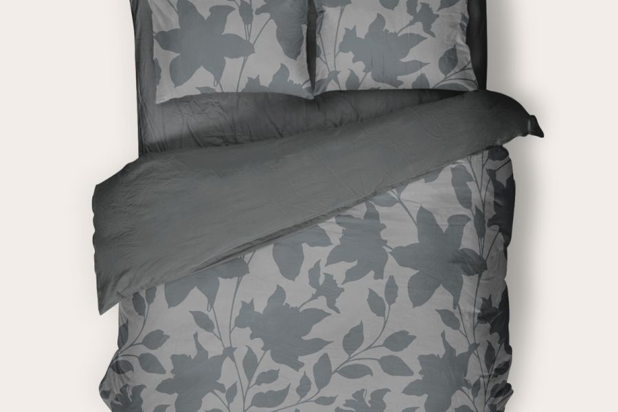 Перкаль 1.5 спальный [графит] Комплект постельного белья SONNO URBAN FLOWERS Цветы, Матовый Графит постельное белье