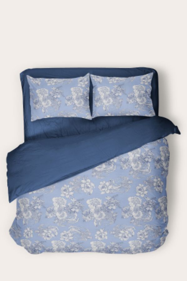 Перкаль 1.5 спальный [синий] Комплект постельного белья SONNO РАЙСКИЕ ПТИЦЫ Птицы ночь, Синий постельное белье