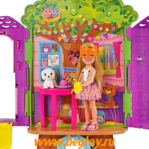 Набор Barbie Chelsea HPL70 домик на дереве с щенком