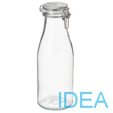 KORKEN КОРКЕН Банка в форме бутылки с крышкой, бесцветное стекло, 1.4 л