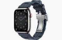 Apple Watch Hermès Series 8 45mm Silver Stainless Steel Case with Kilim Single Tour Navy