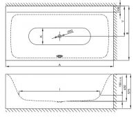Прямоугольная ванна уголового монтажа Bette Lux IV Silhouette Side 3461 CELVS правая 180х90 схема 3