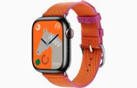 Apple Watch Hermès Series 9 41mm Space Black Stainless Steel Case with Twill Jump Single Tour Orange/Rose Mexico