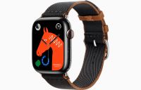 Apple Watch Hermès Series 8 45mm Space Black Stainless Steel Case with Twill Jump Single Tour Noir/Gold