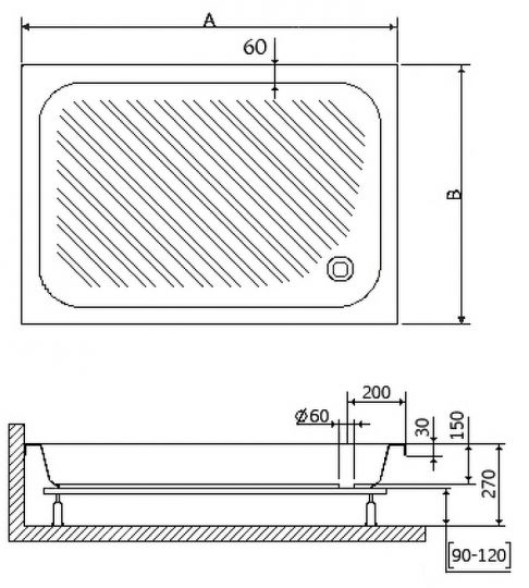 Акриловый поддон для душа RGW Acrylic B/CL-S 100x90 16180290-51 схема 5