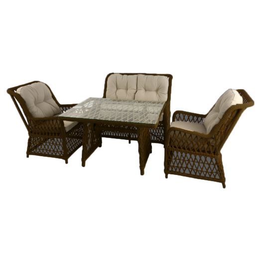 Комплект мебели RIVIERA № 3 (Кресло 2шт, Диван 2-местный 1шт, стол экоротанг эрба твист коричневый)