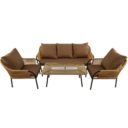 Комплект мебели NUAR (диван, 2 кресла, стол журнальный. Экоротанг эрба стейпл грано)