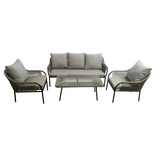 Комплект мебели NUAR (диван, 2 кресла, стол журнальный. Экоротанг эрба стейпл графит)