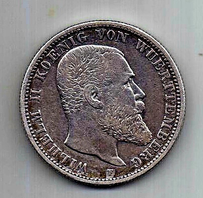 2 марки 1898 Вюртемберг AUNC Редкий год