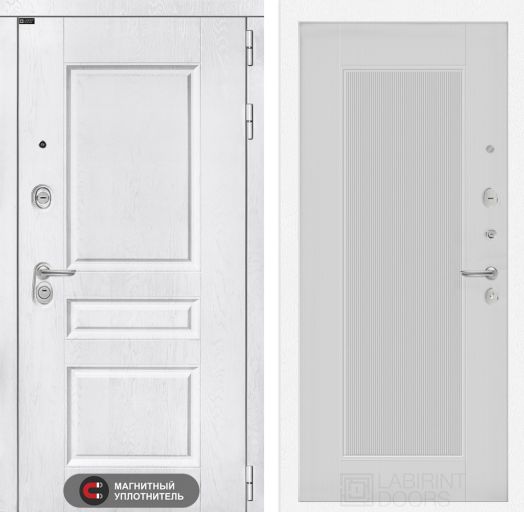 Дверь Входная Металлическая Лабиринт VERSAL 30 Белый софт рельеф