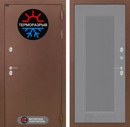 Дверь Входная С Терморазрывом Лабиринт Термо Магнит 30 Серый софт рельеф