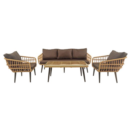 Комплект садовой мебели LUNA лаунж (2 кресла, диван 3-местн, стол журнальный) (Грано)