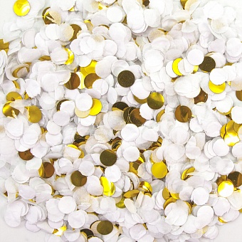 Конфетти белый + золото кружки мелкие (0,8 см)