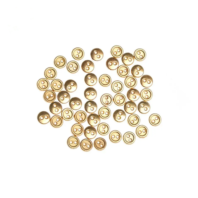 Пуговицы для игрушечной одежды металл золотистого цвета 8 шт. в упаковке Разные диаметры (BPS-B.G)