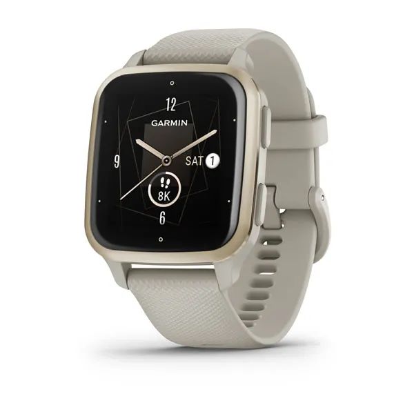 Умные часы Garmin Venu Sq 2 Music Edition серый с безелем цвета кремового золота и силиконовым ремешком