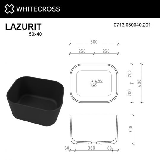 Черная матовая раковина WHITECROSS Lazurit 50x40 ФОТО