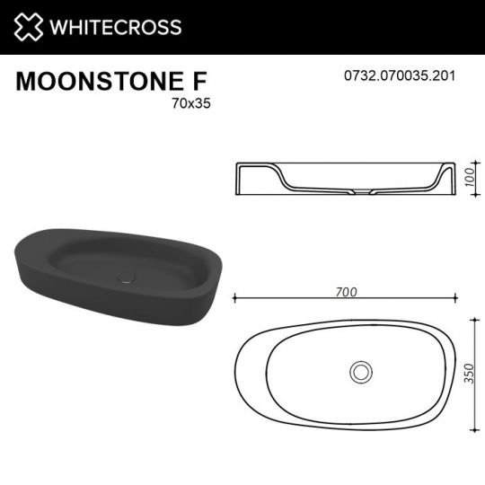 Черная матовая раковина WHITECROSS Moonstone F 70x35 ФОТО