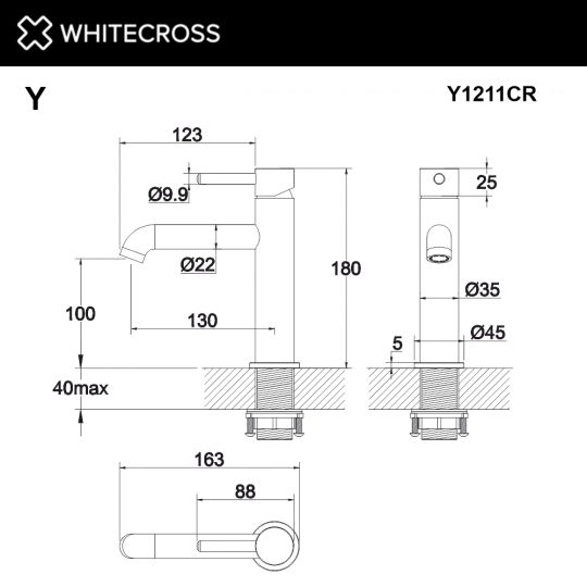Смеситель для раковины WHITECROSS Y Y1211CR хром схема 3