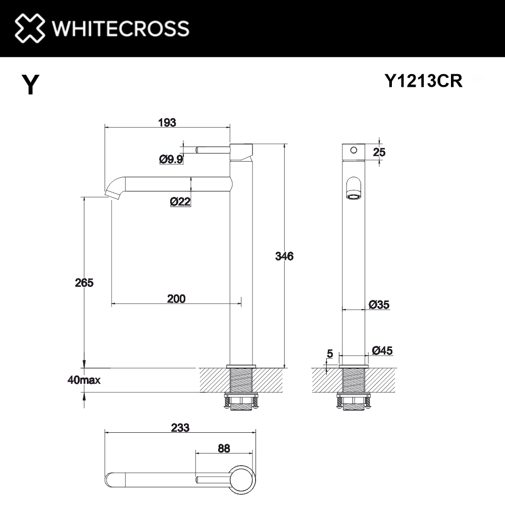 Смеситель для раковины WHITECROSS Y Y1213CR хром схема 2