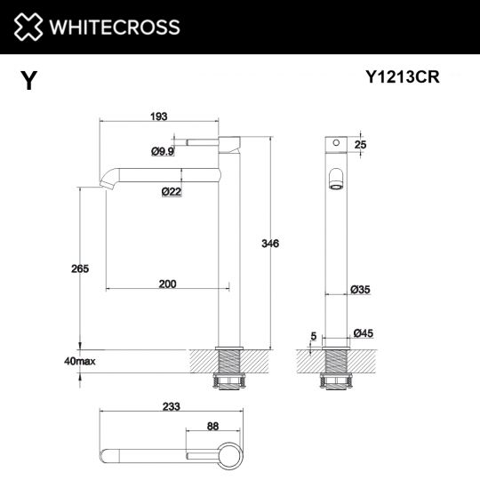 Смеситель для раковины WHITECROSS Y Y1213CR хром схема 2