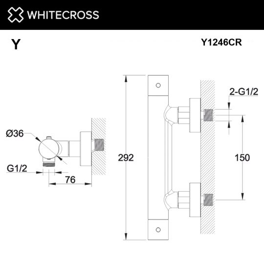 Смеситель термостатический для душа WHITECROSS Y Y1246CR хром схема 3