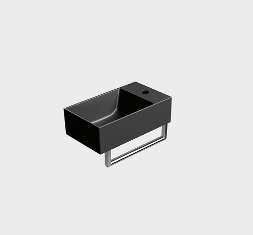 Изображение Раковина накладная/подвесная прямоугольная GSI KUBE X 9484126 230 мм х 400 мм,  цвет Чёрный матовый Ardesia