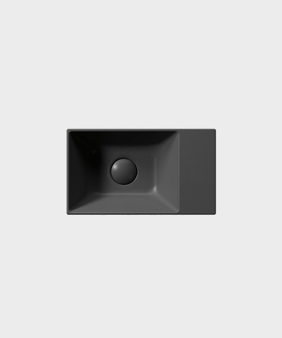 Раковина накладная/подвесная прямоугольная GSI KUBE X 9484126 230 мм х 400 мм,  цвет Чёрный матовый Ardesia ФОТО