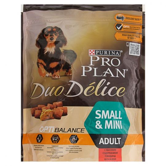 ProPlan DuoDelice корм д/собак мелких пород со вкусом говядины 700г