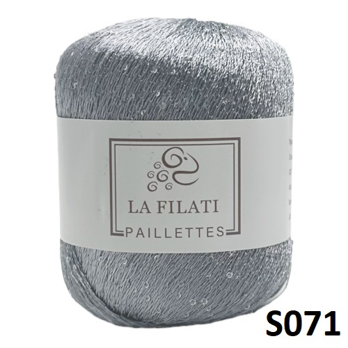 Пряжа  La Filati PAILLETTES 071 светло-серый