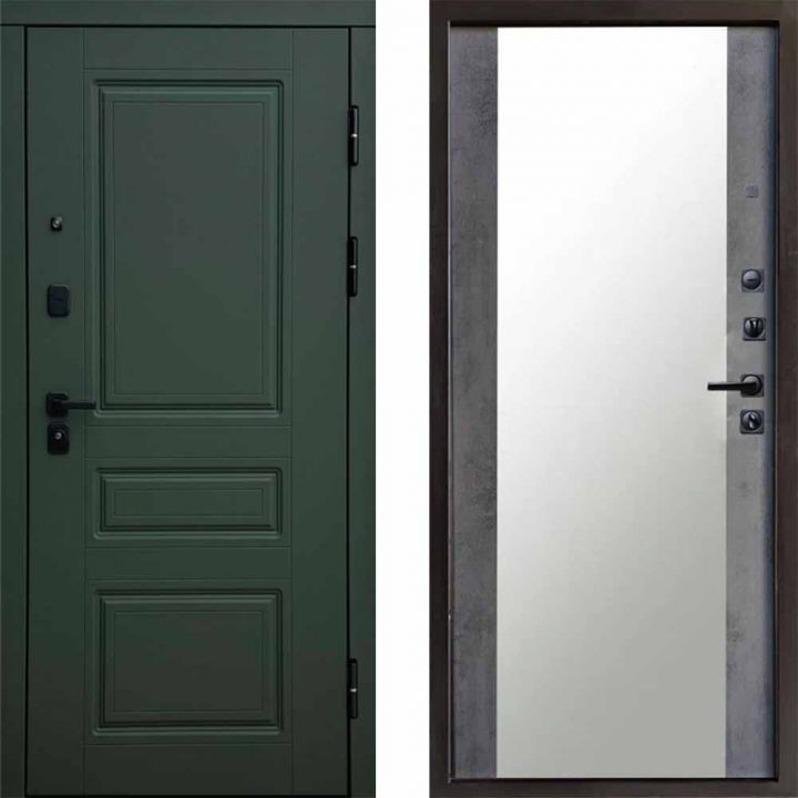 Входная дверь Termo-door  Орегон грин Зеркало бетон темный