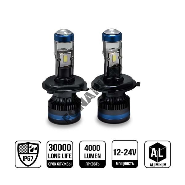 Светодиодные автомобильные лампочки V1-H4AB линза H4