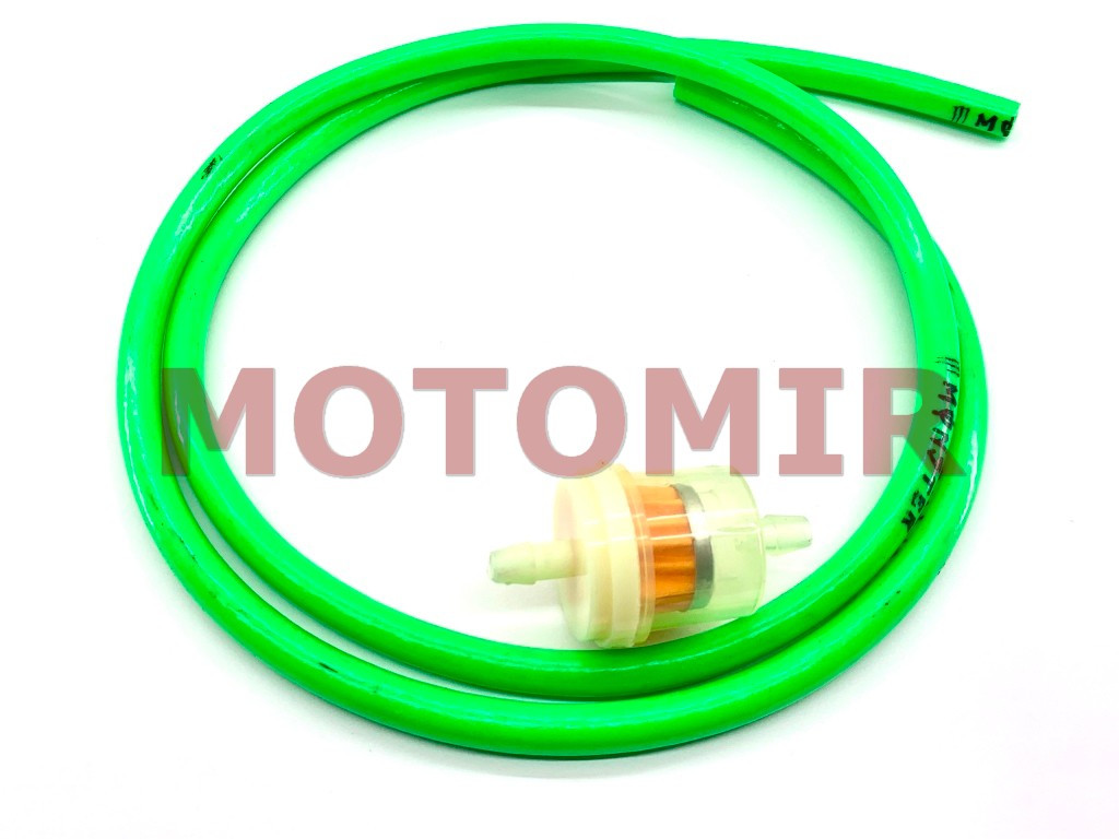Шланг бензиновый силиконовый с фильтром (д-тр 4мм) (зеленый)