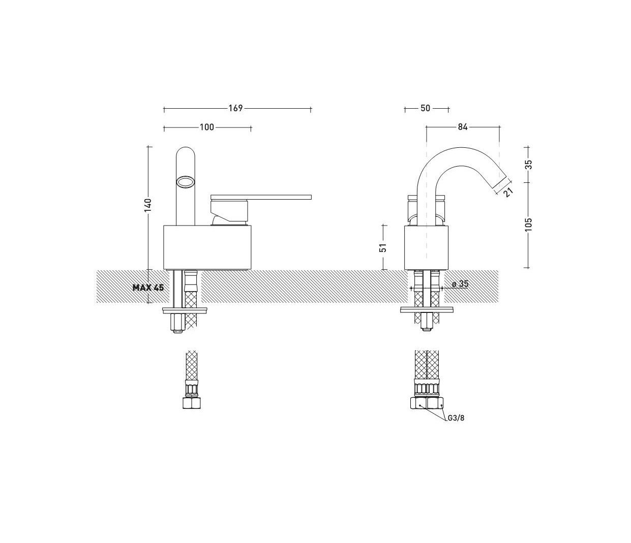 Смеситель Flaminia X1 Single Lever Bidet Mixer схема 2