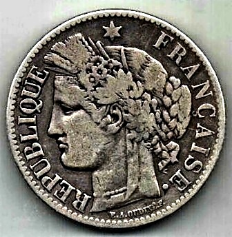 2 франка 1881 Франция Редкий год
