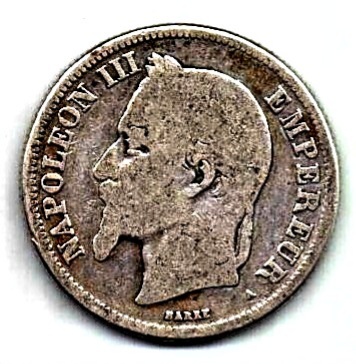 2 франка 1869 Франция Редкий год